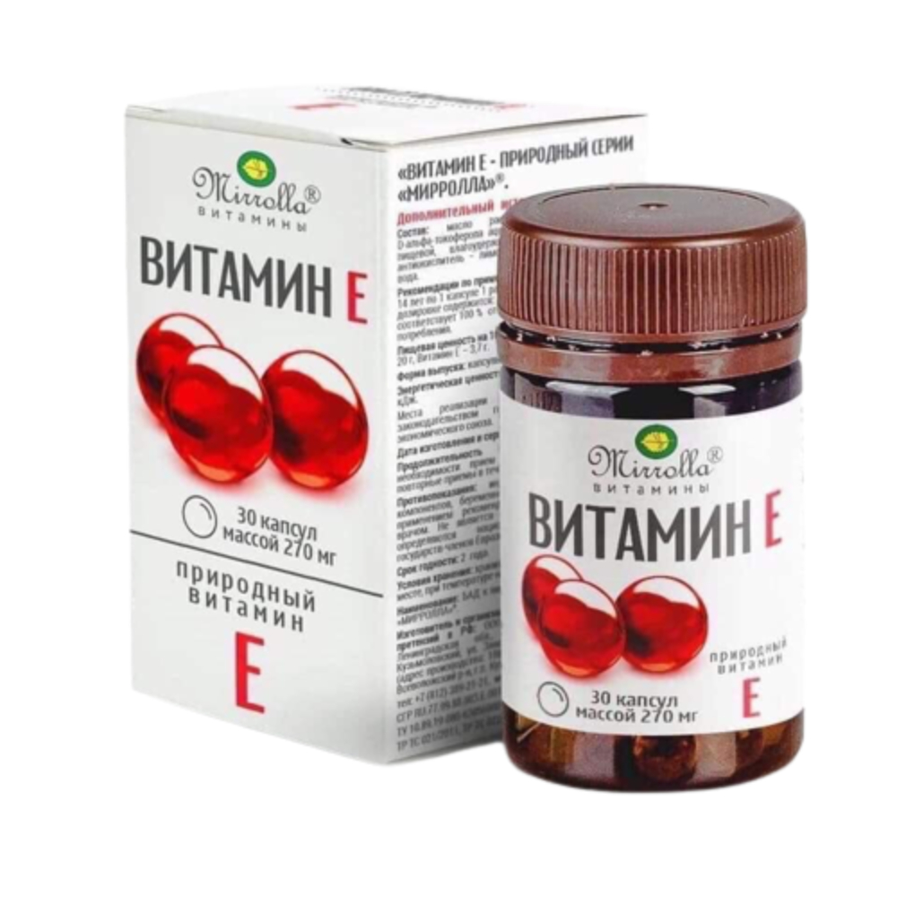 Vitamin E đỏ Nga Mirrolla 270mg hỗ trợ cấp ẩm làm đẹp da