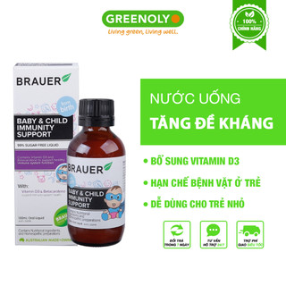 [Date 12/24] Nước Uống Tăng Cường Sức Đề Kháng Bổ Sung Vitamin D3 Cho Trẻ Nhỏ Brauer Baby & Child Immunity Support 100ml