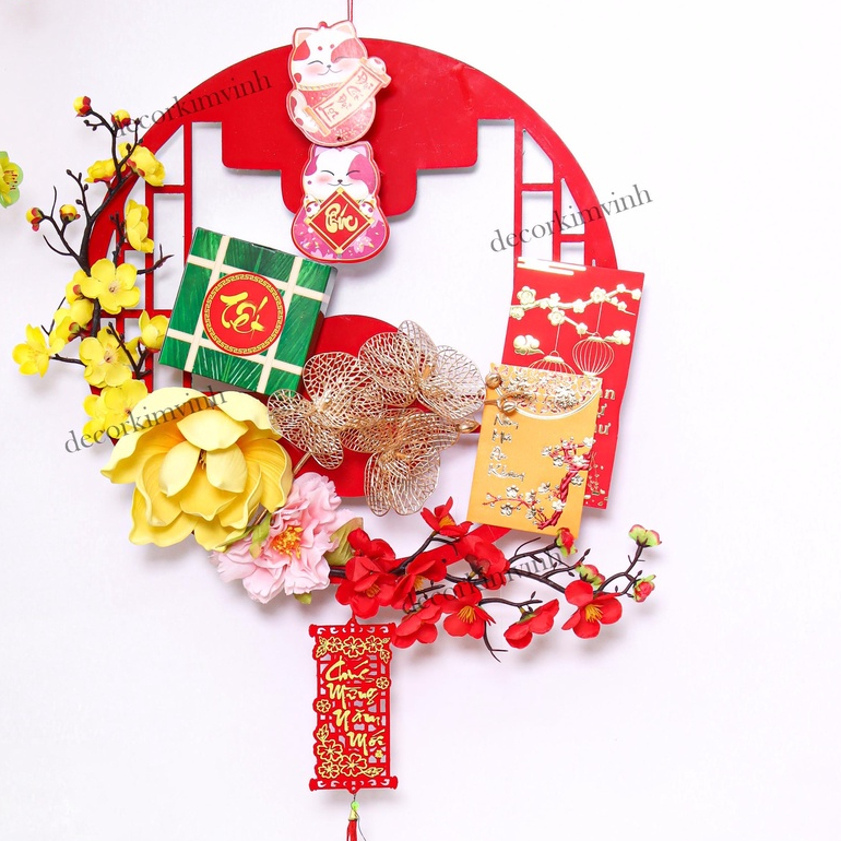 Vòng Hoa Tết H105 Kèm Đèn