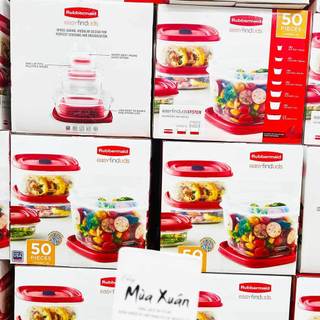 Bộ hộp nhựa Rubbermaid EasyFindLids Vented Food Storage, 50 món