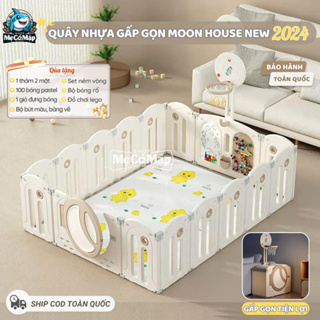 Quây Cũi Cho Bé Gấp Gọn New 2024, Quây Cũi Nhựa Moon House Kèm Cột Bóng