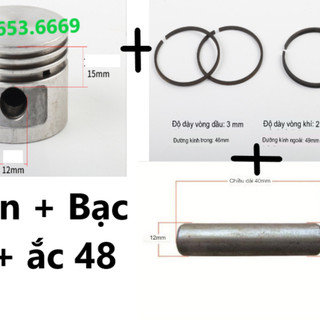 Bộ piston kèm bạc hơi 48 máy nén khí/ Pistong + Xéc măng máy nén khí 48