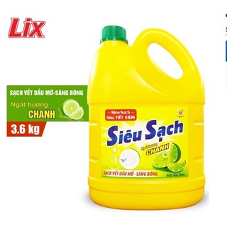 Nước rửa chén Lix siêu sạch hương chanh can 3.6kg