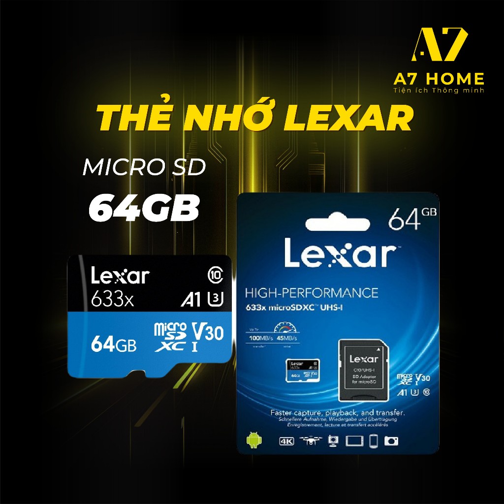 Thẻ nhớ Lexar Micro SD 64GB ( Chính Hãng )