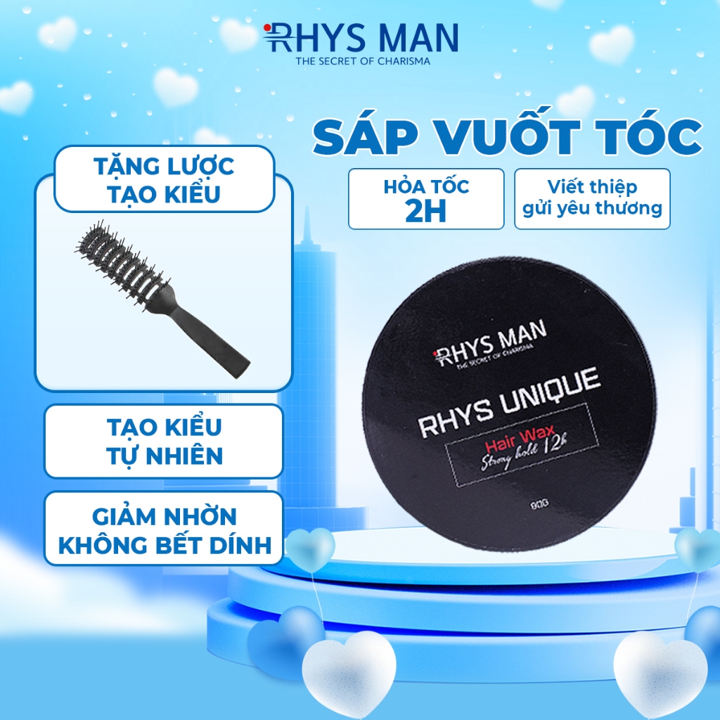 Sáp vuốt tóc nam RHYS MAN giữ nếp tạo kiểu tự nhiên Rhys Unique 80g