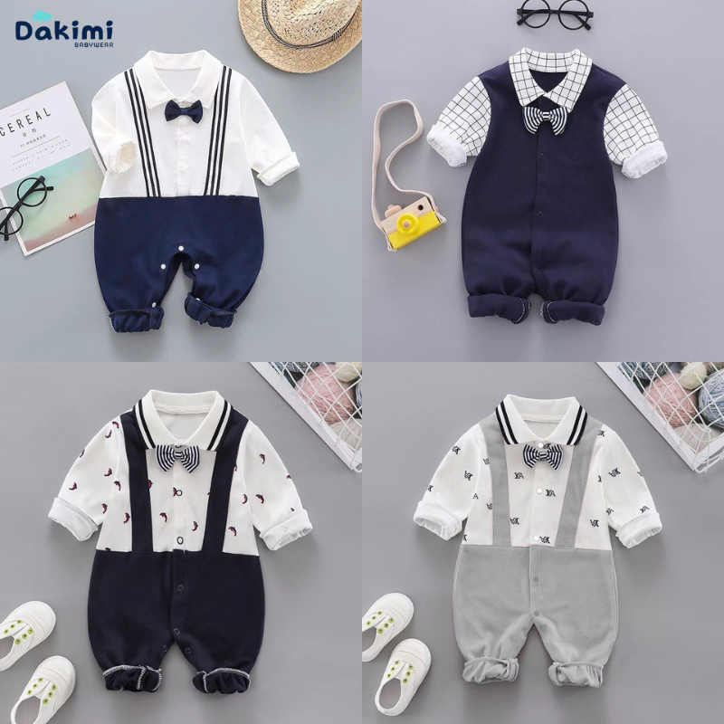 Body công tử DAKIMI chất Cotton cho bé trai dài tay thu đông, bodysuit cho bé liền thân, mẫu quần áo sơ sinh 0-12M.