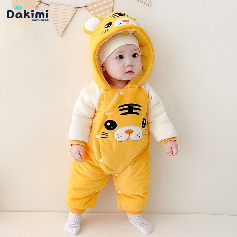 Quần áo trẻ em DAKIMI Chất Nỉ Bông ấm áp, Bộ body cho bé họa tiết đáng yêu, Bodysuit cho bé trai bé gái từ 0-12M