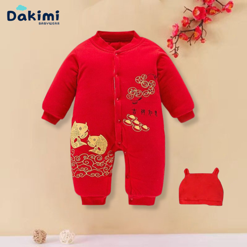 Quần áo trẻ em DAKIMI Chất Nỉ Bông ấm áp, Bộ body cho bé họa tiết đáng yêu, Bodysuit cho bé trai bé gái từ 0-12M