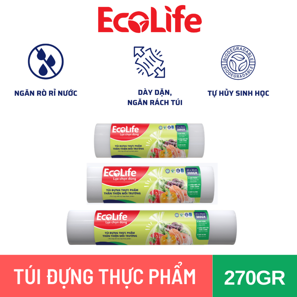 Túi đựng thực phẩm thân thiện môi trường EcoLife cuộn 270gr