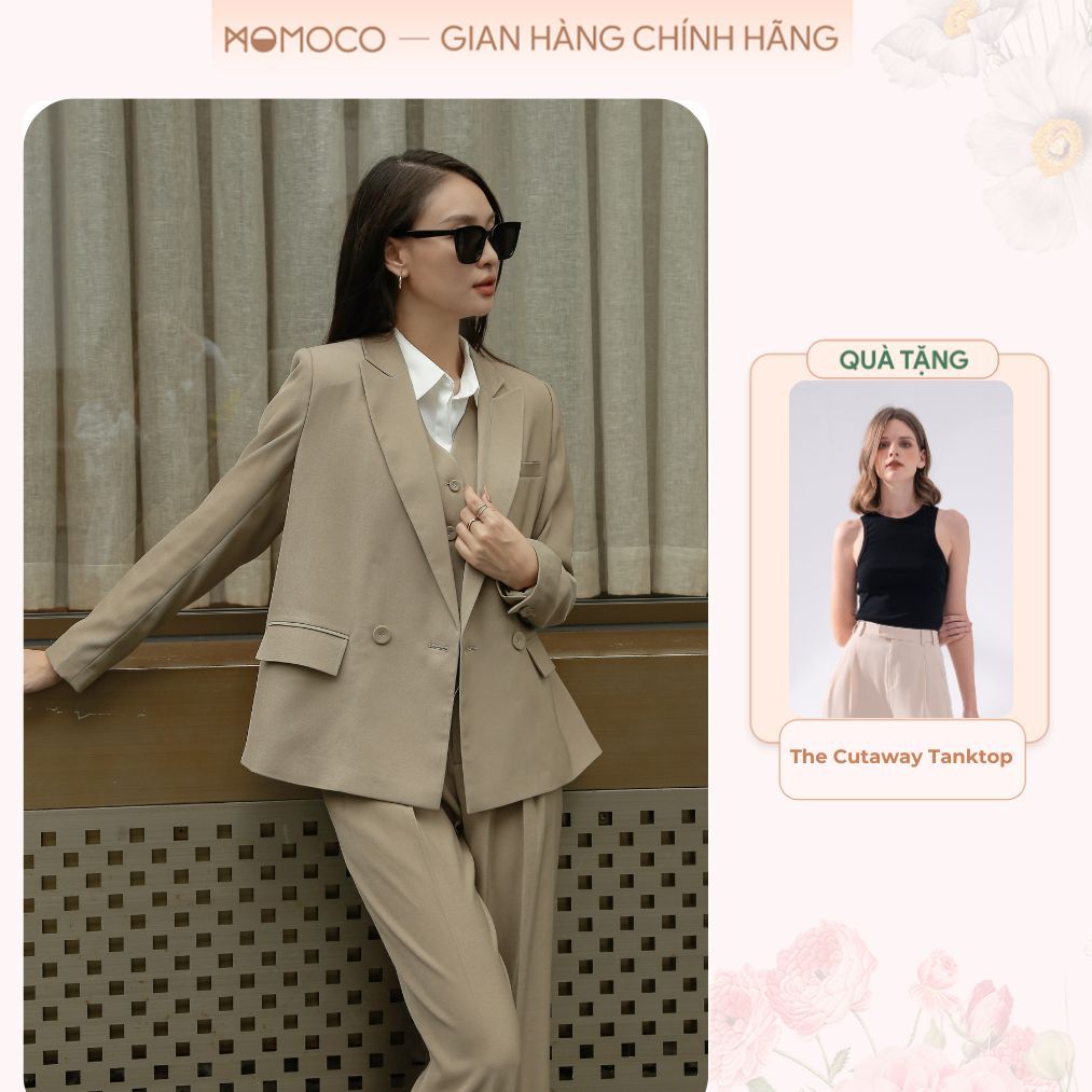Áo Blazer Nữ Dáng Suông Thu Đông 2023 MOMOCO 02 Lớp Chất Liệu Tuýt Si Cao Cấp, Thanh Lịch M3186