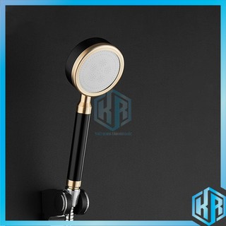 Bộ Vòi Sen Tắm, Vòi Sen Tăng Áp Nóng Lạnh Hợp kim Nhôm Màu Đen Vàng Kèm Chống Gỉ, Chống Oxi Hóa, đủ bộ - tay + dây + cài
