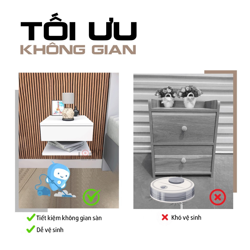 Kệ đầu giườngkèm đèn ngủ sạc không dây thông minh tủ tab đầu giường mini táp decor gỗ để kê phòng ngủ | BigBuy360 - bigbuy360.vn
