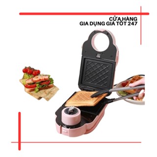 Máy nướng bánh mì, bánh sandwich tặng kèm 8 khay công suất 650W - Máy kẹp bánh mì nhỏ gọn có chế độ hẹn giờ