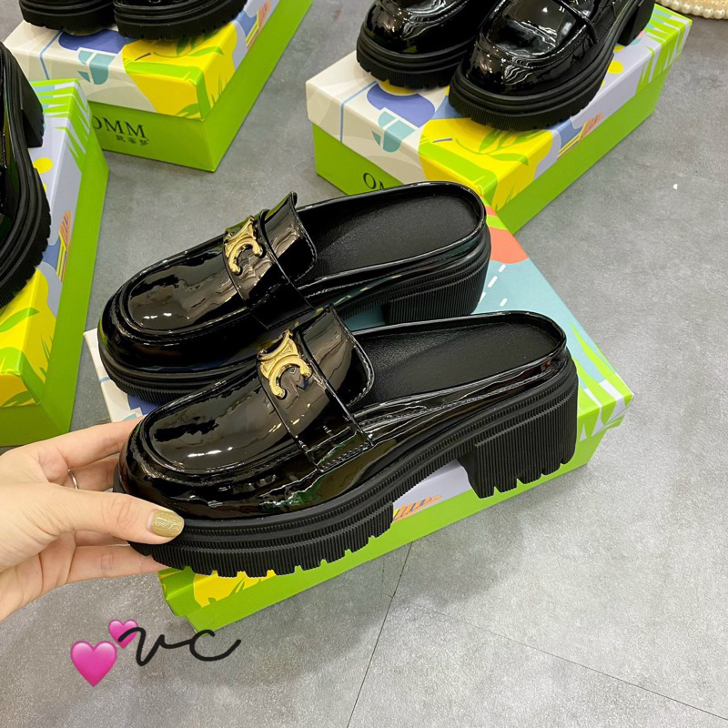 Sục nữ đế dày, chất da bóng nơ tag miu xinh xắn. Hàng quảng châu cao cấp đi bao êm