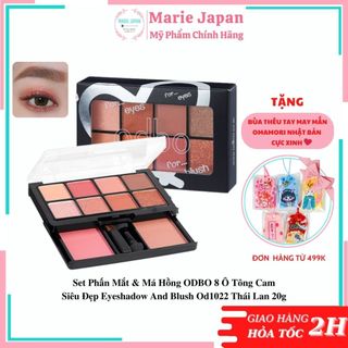 Set phấn mắt & má hồng odbo 8 ô tông cam siêu đẹp eyeshadow and blush od1022 thái lan 20g