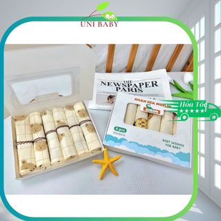 Set 6 Khăn sữa Muslin Jubon Hộp 6 khăn xô sữa 2 lớp cao cấp mềm mịn cho làn da bé