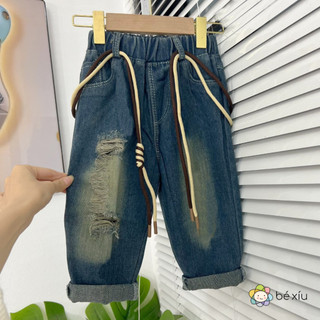  Quần JEAN RÁCH có dây rút ăn chơi phong cách cá tính cho bé trai từ 8-28kg dưới 1M30
