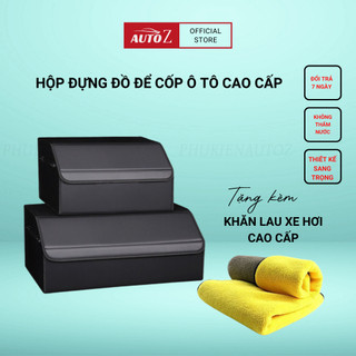 [Mã LIFEAU giảm 10% đơn 200k] Hộp đựng đồ ô tô GẤP GỌN ,Thùng đựng đồ để cốp ô tô bằng da 3 ngăn cao cấp (Bảo hành 6T )