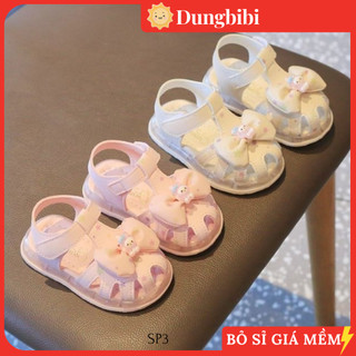 A18 Dép rọ, Dép cho bé gái, Dép xinh cho bé Dép sandal đế mềm nơ đính thỏ con xinh xắn cho bé gái