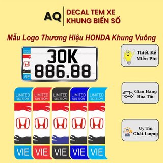 Tem dán logo honda khung biển số xe ô tô - miếng dán khung biển số xe honda, logo cờ dán biển số xe vuông