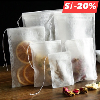 Set 100 Túi lọc trà, cà phê, thảo dược từ vải không dệt có dây rút tiện dụng