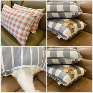 Gối muji xuất Nhật 100% vải cotton mềm mịn, thấm hút mồ hôi, gối kẻ caro đơn giản mà sang trọng, vỏ gối  có khóa kéo