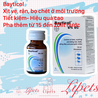 Diệt Ve Bọ Vệ Sinh Môi Trường Bayticol 10ml là sản phẩm diệt ve - bọ chét môi trường