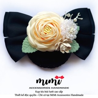 🎀 MiMi Kẹp búi lưới cao cấp 🎀 Kẹp tóc thời trang nữ hoa trà sang trọng