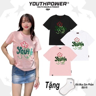 Áo thun Baby Tee nữ Youth Flower ngắn tay cổ tròn dáng vừa form rộng 250gsm Local Brand | Youth Power