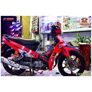 Tem trùm sirius samurai đỏ đen, team dán xe máy sirius, team trùm sirius, team trùm sirius, tem xe sirius, tem trùm siri