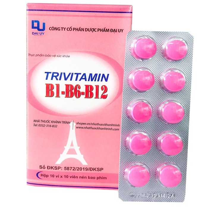 TRIVITAMIN 3B (B1 B6 B12) Hộp 100 viên  - Bổ sung vitamin B1 B6 B12 - 3B Đại Uy