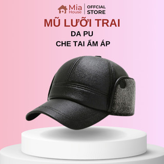 Mũ lưỡi trai da PU che tai mẫu mới - Nón lưỡi trai mùa đông
