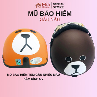 Nón bảo hiểm tem gấu kèm kính UV400 - nhiều màu