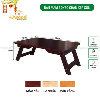 Bàn gỗ chân thang xếp gọn kích thước 50x70cm chất liệu gỗ cao su