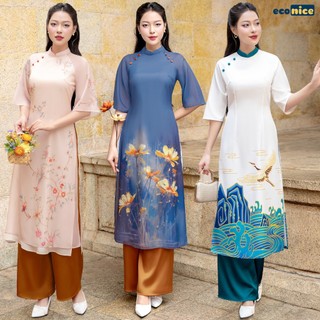 Áo dài tết cách tân cho nữ, áo dài nữ Linh San E3wadw01 Econice 2023