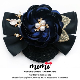  MiMi Kẹp búi lưới cao cấp   Kẹp tóc thời trang nữ gắn hoa nhiều mầu phù hợp cho văn phòng, ngân hàng, trung niên