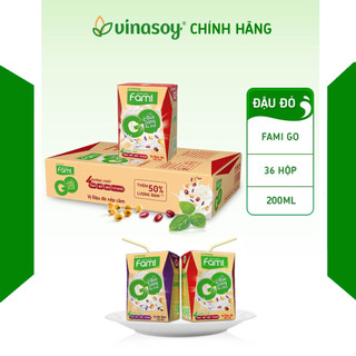 Thùng 36 hộp, 40 bịch sữa fami đậu đỏ, canxi plus, vị hồng trà
