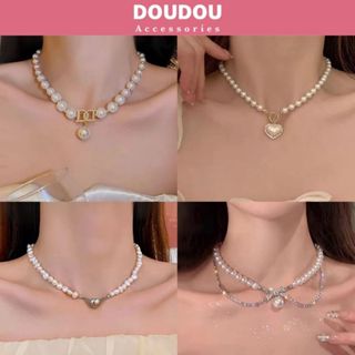 Dây chuyền ngọc trai nhân tạo Doudou Vòng cổ choker đính đá đi tiệc Dây chuyền nữ đẹp Hàn Quốc XL012