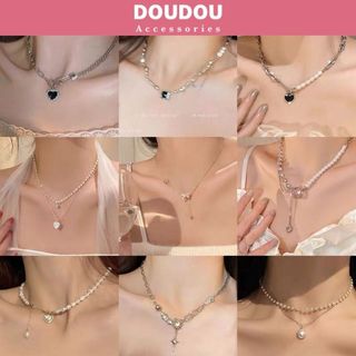 Dây chuyền ngọc trai nhân tạo Doudou Vòng cổ choker nữ Dây chuyền đính đá đi tiệc sang chảnh Âu Mỹ thời trang XL007