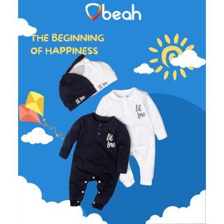 Bộ quần áo liền thân bodysuit dài tay sơ sinh Obeah cho bé trai bé gái, chất liệu cotton co dãn 4c fullsize