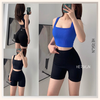 Set đồ tập gym nữ ngắn đồ tập yoga áo croptop quần short hersign-smixb23n12