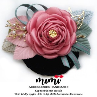  MiMi Kẹp búi lưới cao cấp   Kẹp tóc thời trang nữ gắn hoa nhiều màu cho văn phòng, ngân hàng, trung niên