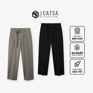 Quần tây dài ống suông nam đen be CATSA chất liệu cotton dày dặn phong cách năng động 24QTD016