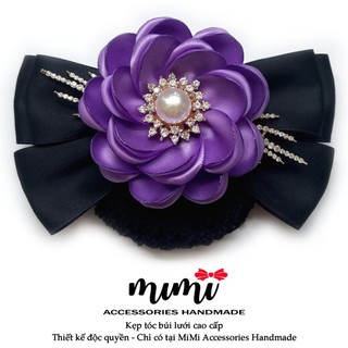 🎀 MiMi Kẹp búi lưới cao cấp 🎀 Kẹp tóc thời trang nữ gắn hoa sang trọng