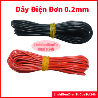 5 Mét dây điện đơn lõi 0.2mm nhiều sợi 2 màu đen đỏ