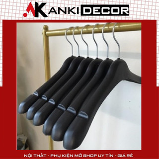 Móc quần áo nhựa đen, móc treo quần áo, móc nhựa đen vai to, móc nhựa treo quần áo Anki Decor
