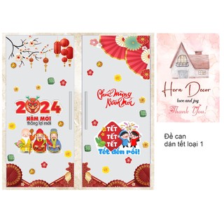 Decal trang trí tết 2024 - decal tết 2024 dán kính, decal dán kính tết, decor tết