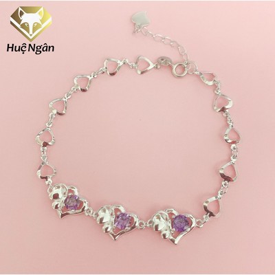 Lắc tay bạc Ý S925 Huệ Ngân - Trái tim xinh SL017