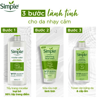COMBO SIMPLE Tẩy trang + Sữa rửa mặt + Toner Simple (Bộ 03 món)
