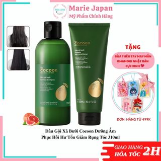 Dầu Gội Xả Bưởi Cocoon Dưỡng Ẩm Phục Hồi Hư Tổn Giảm Rụng Tóc Chai 310ml